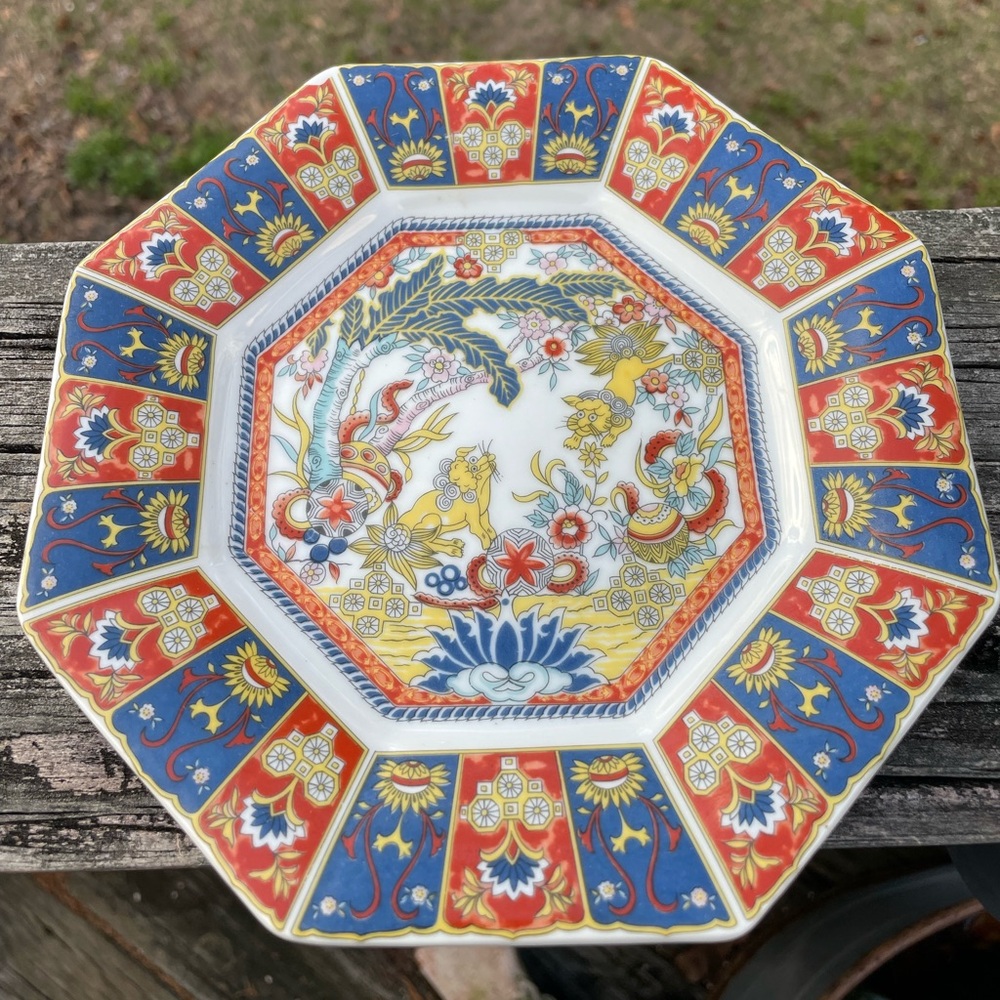 Two octagonal hand painted plates Lenwile China Ardalt Japan